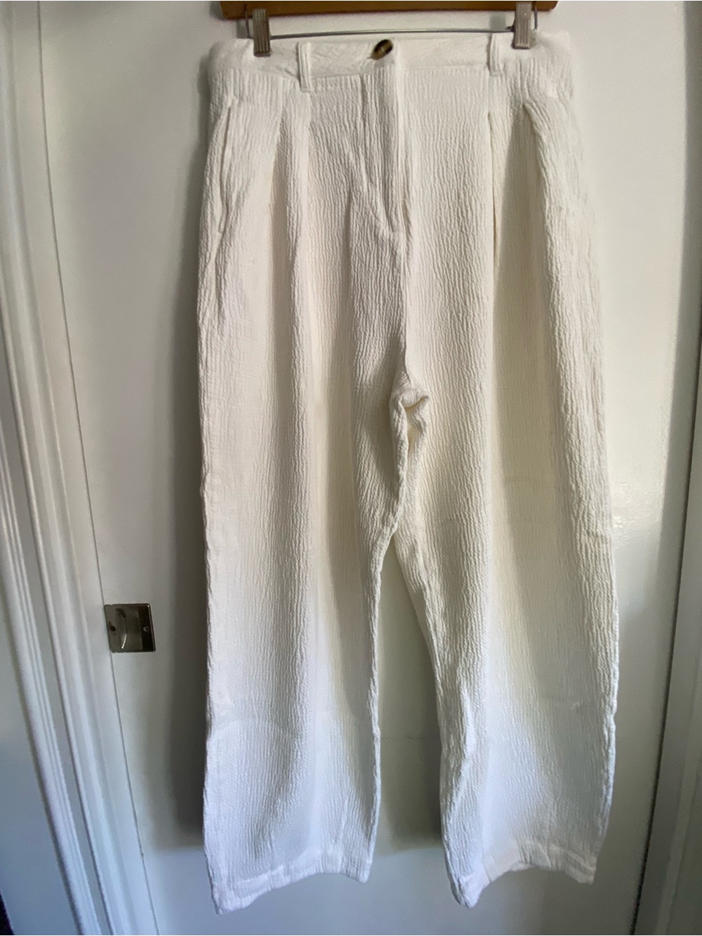 Meadows White Loose Pants With Ribbed Woman’s Size 6